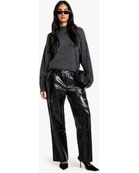 Boohoo - Croc Pu Low Rise Straight Leg Trouser - Lyst