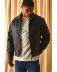 BoohooMAN - Regular Fit Antique Pu Zip Up Harrington Jacket - Lyst