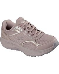 Skechers - Go Run Consistent 2.0 Advantage Leren Damessneakers In Lichtbruin/goud - Lyst