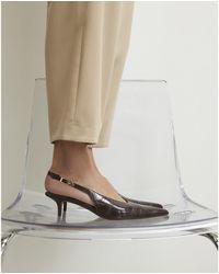 River Island - Croc Print Sling Back Court Heels Pu - Lyst