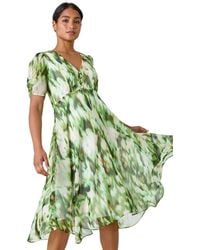 Roman - Abstract Chiffon Hanky Hem Asymmetric Dress - Lyst
