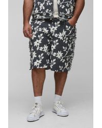 BoohooMAN - Plus Floral Tapestry Relaxed Fit Shorts - Lyst