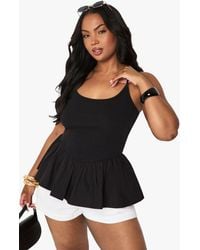 Boohoo - Plus Fabric Mix Peplum Top - Lyst