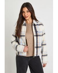 Boohoo - Check Zip Wool Look Jacket - Lyst