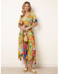 Blue Vanilla - Shirred Waist Hanky Hem Dress - Lyst