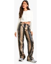 Boohoo - Snake Faux Leather Wide Leg Trouser - Lyst
