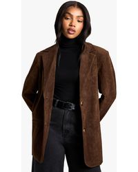 Boohoo - Vintage Look Faux Suede Relaxed Fit Blazer - Lyst