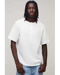 BoohooMAN - Regular Fit Waffle Henley T-Shirt - Lyst