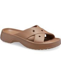 Crocs™ - Classic Cross Strap Synthetic Milk Chocolate Sandals - Lyst
