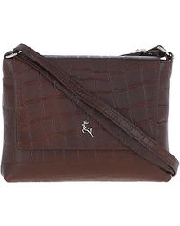 Ashwood Leather - 'Rosea' Flap Over Croc Print Real Shoulder Bag - Lyst