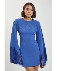 Karen Millen - Fringe Detail Beaded Mini Dress - Lyst
