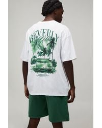 BoohooMAN - Oversized Neck Beverly Hills Palm Print T-Shirt & Short Set - Lyst