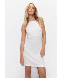 Warehouse - Linen Halter Neck Mini Dress - Lyst