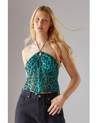 Warehouse - Chiffon Halter Keyhole Crop Top - Lyst