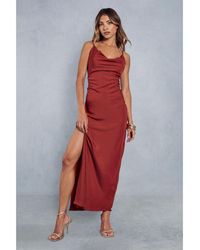 MissPap - Premium Satin Cowl Neck Maxi Dress - Lyst