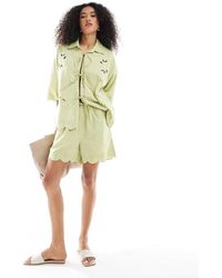 Native Youth - Scallop Edge Linen Shorts - Lyst