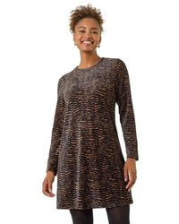 Roman - Abstract Print Swing Stretch Dress - Lyst