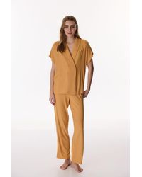 Penti - Cinnamon Margot Ribbed Short-Sleeve Trousers Pyjama Set - Lyst