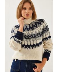Bianco Lucci - Rollkragen-Jacquard-Strickpullover - Lyst