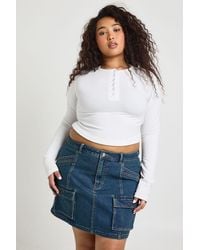 Boohoo - Plus Cargo Denim Mini Skirt - Lyst