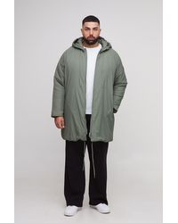 BoohooMAN - Plus Regular Fit Longline Hooded Zip Up Padded Parka - Lyst