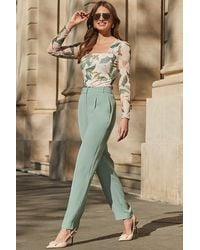 Sosandar - Sage Tapered Leg Trousers Silk - Lyst