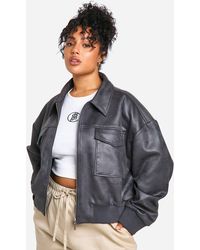 Boohoo - Plus Faux Suede Bomber Jacket - Lyst