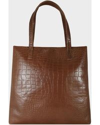 Assots London - 'freya' Tan Semi Structured Unlined Croc Leather Tote Bag - Lyst