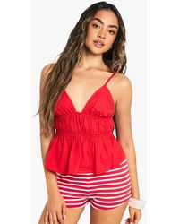 Boohoo - Cotton Poplin Ruffle Crop Top - Lyst