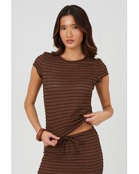 Brave Soul - Textured Jersey Stripe Short Sleeve Top - Lyst