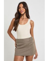 Boohoo - Herringbone Button Detail Tailored Skort - Lyst