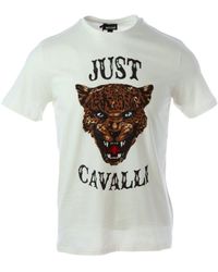 Just Cavalli - Leopard Logo T-Shirt Cotton - Lyst