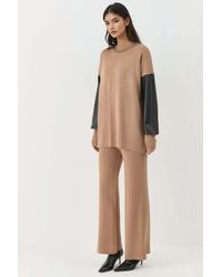 My Fashion - Faux Leather Detailed Sweater - Lyst
