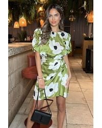 AX Paris - Floral Printed Short Puff Sleeve Gathered Side Mini Dress - Lyst