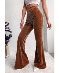 Azura Exchange - Solid Color High Waist Flare Corduroy Pants - Lyst