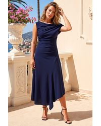 Roman - Draped Shoulder Stretch Dress - Lyst