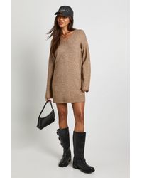 Boohoo - Super Soft V Neck Knitted Mini Dress - Lyst