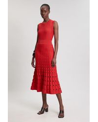 Karen Millen - Petite Knit Stitch Detail Sleeveless Midi Dress - Lyst