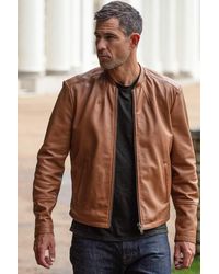 Ashwood Leather - 'Fons' Slim Fit Biker Jacket - Lyst
