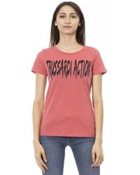 TRUSSARDI ACTION - Cotton Short Sleeve T-Shirt With Front Print - Lyst