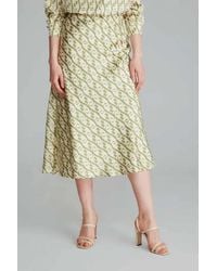 GUSTO - Monogram Print Satin Skirt - Lyst