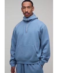 BoohooMAN - Oversized Boxy Plush Eye Mask 1/4 Zip Hoodie - Lyst