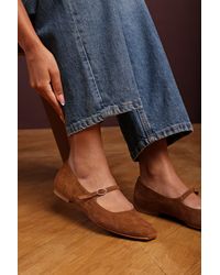 Where's That From - Wheres 'Jordan' Wide Fit Mary Jane Flats With Buckle Strap Suede - Lyst