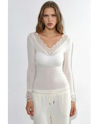 Busem - Long-Sleeve Lace V-Neck Top - Lyst