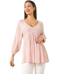 Roman - Shirred V-Neck Top - Lyst