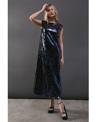 Warehouse - Sequin Sleeveless Midi Dress - Lyst