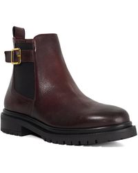 Dune - Paused Leather Buckle Detail Ankle Boots - Lyst