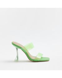 River Island - Heeled Mules Wide Fit Perspex Pu - Lyst