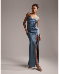 ASOS - Bridesmaid Satin Cami Maxi Dress With Drape Detail - Lyst
