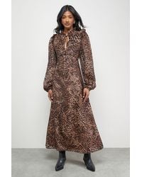 Oasis - Burnout Velvet Frill Shoulder Tie Front Midi Dress - Lyst